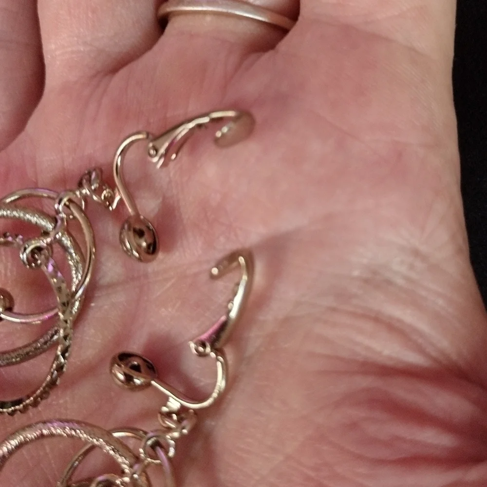 Gold Hoop Dangle Clasp Earrings